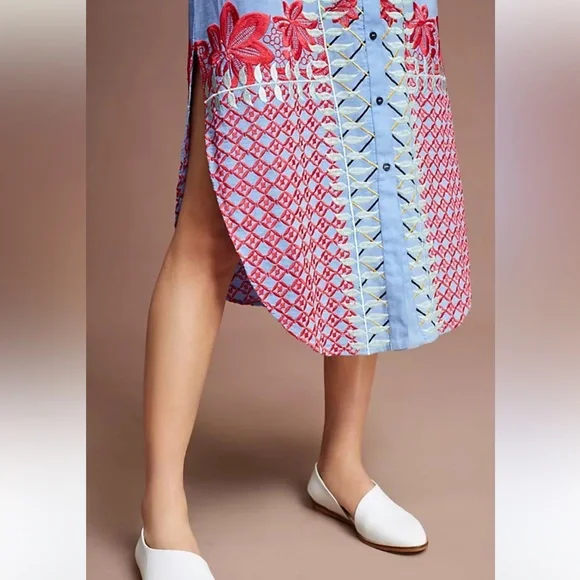 Anthropologie Estila embroidered tank dress women size XS - Picture 4 of 7